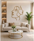 Abstract Faces Metal Wall Art – Gold Finish