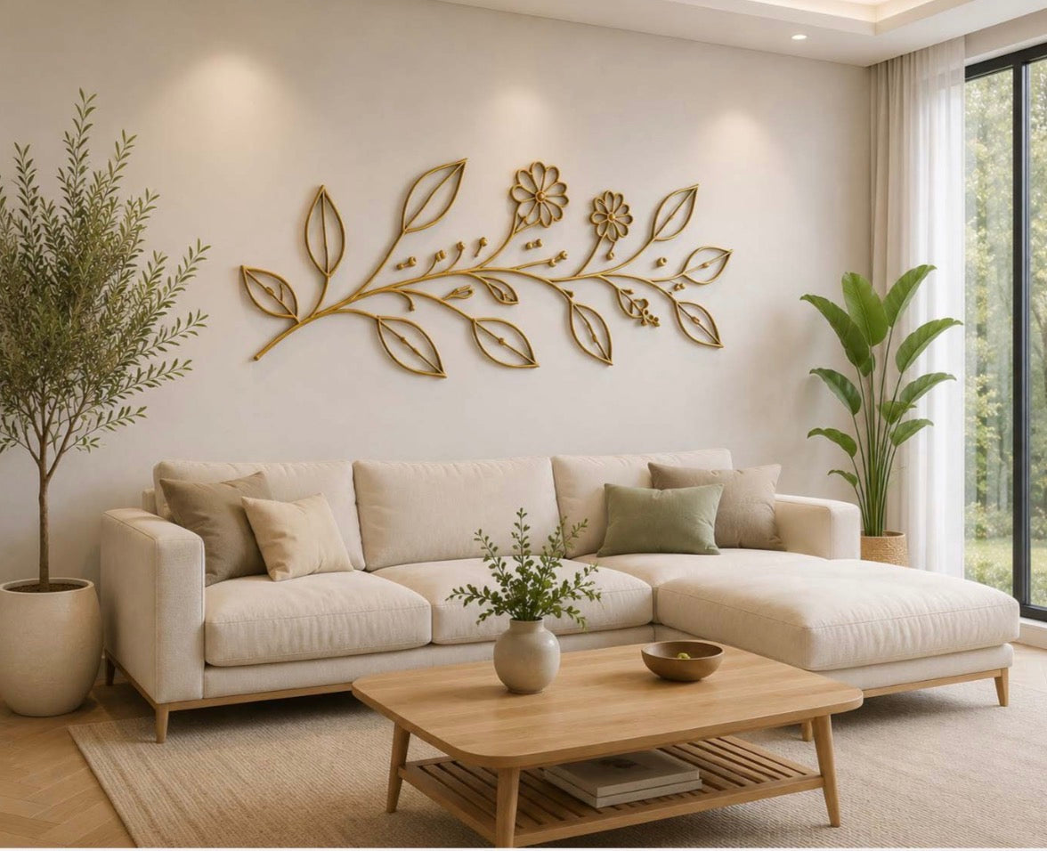 Minimal Floral Metal Wall Art