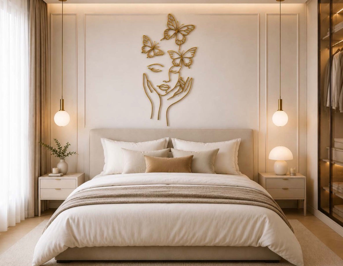 Butterfly Face Metal Wall Art – Gold Finish